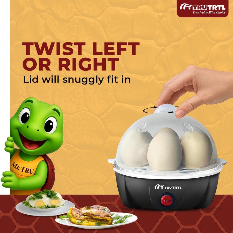 truTRTL Electric Egg Cooker | Boils upto 7 eggs | Poacher | Omelet maker | Vegetable steamer, dumpling & More | Royal Black - Image 3